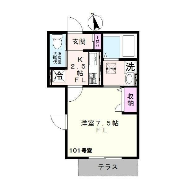 メゾン文昌府(1K/1階)の間取り写真