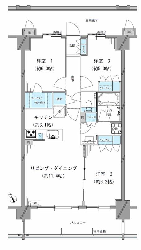 調布 ザ・センチュリー(3LDK/5階)の間取り写真