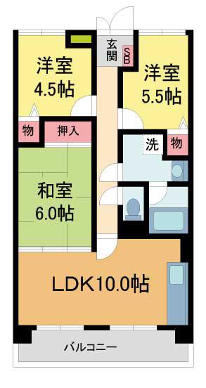 フェリエ苦楽園(3LDK/3階)の間取り写真