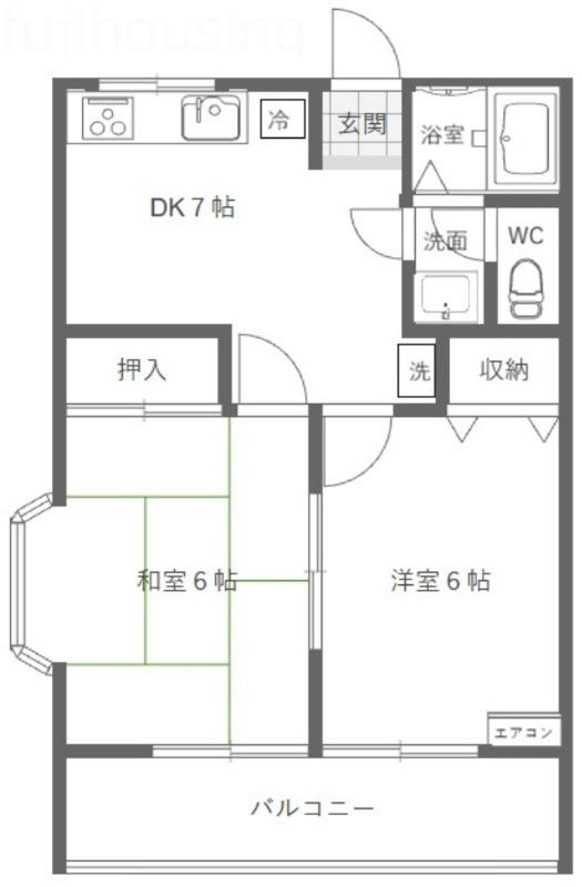 ハイツローレンス(2DK/1階)の間取り写真