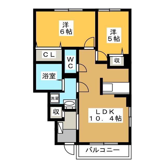 グラナードI(2LDK/1階)の間取り写真