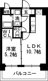 サザンコート博多駅前(1LDK/8階)の間取り写真