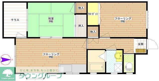 アーバンハーモニー本屋敷(2LDK/2階)の間取り写真