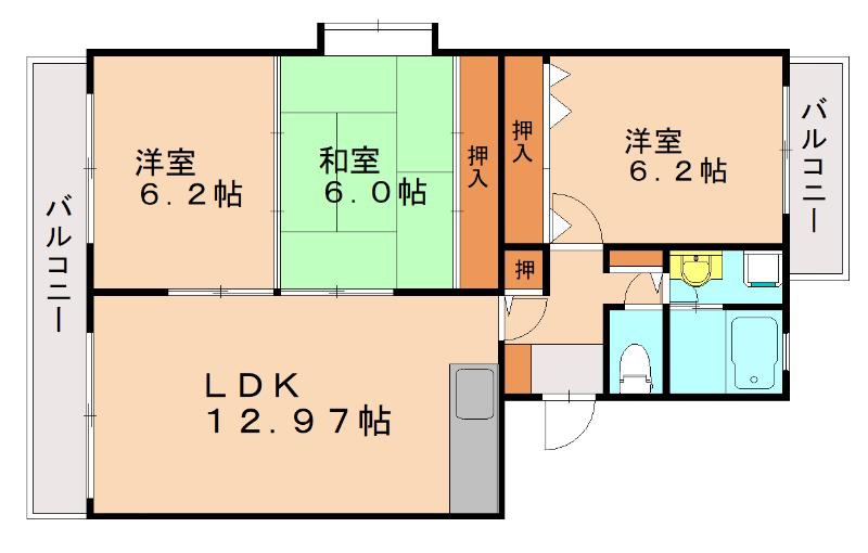 スプリングコートI(3LDK/4階)の間取り写真