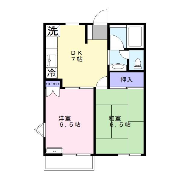 ロイヤル榎I(2DK/2階)の間取り写真
