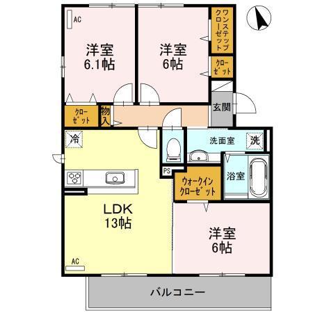 グランプリス(3LDK/2階)の間取り写真