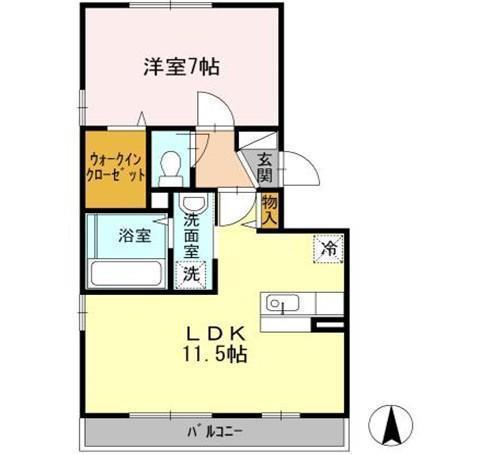 サンフラワー 今里(1LDK/2階)の間取り写真