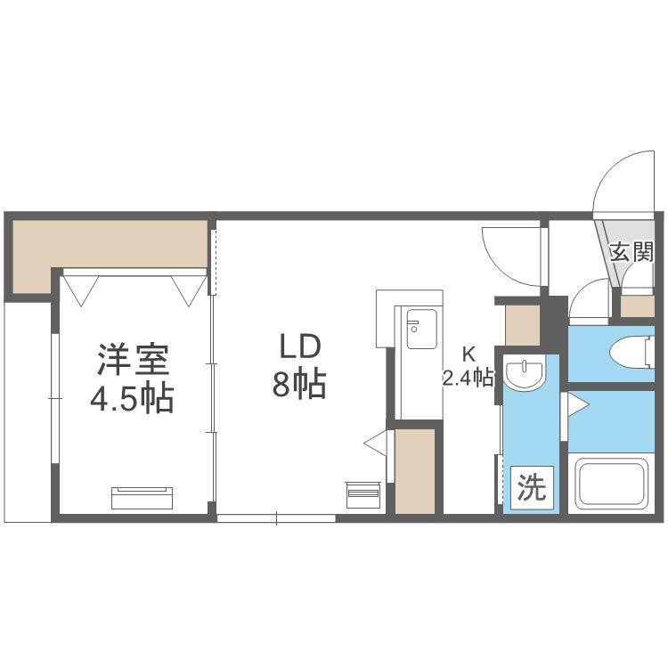 MAISON RIEL学園前(1LDK/4階)の間取り写真