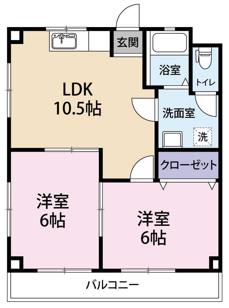 メゾン立木(2LDK/1階)の間取り写真