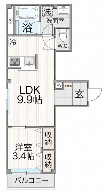 CORNER SLEILII(1LDK/1階)の間取り写真