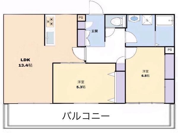 オリエントヴィラ南彦根(2LDK/3階)の間取り写真