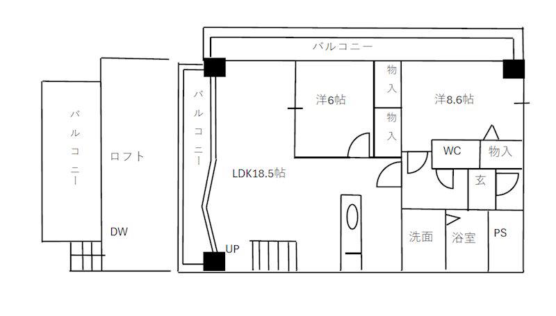 レイ・ブリック若園(2LDK/2階)の間取り写真