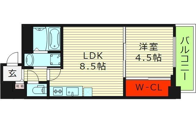 ラ・フォルム天満橋イースト(1LDK/11階)の間取り写真