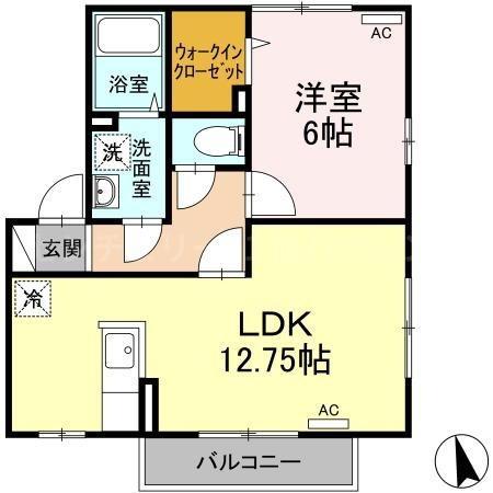 アーボリュウム深大寺(1LDK/2階)の間取り写真