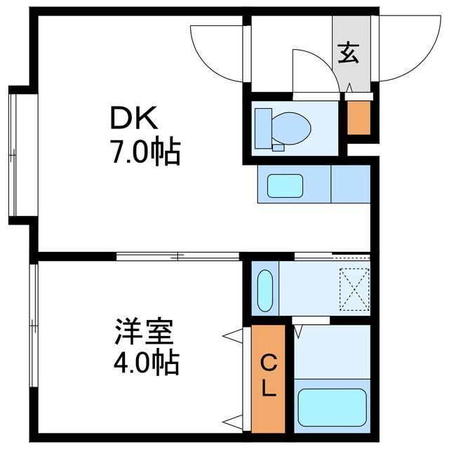 ECOA北16条(1DK/2階)の間取り写真