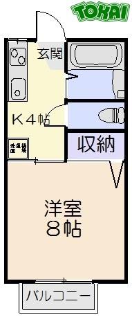 下村フラット(1K/2階)の間取り写真