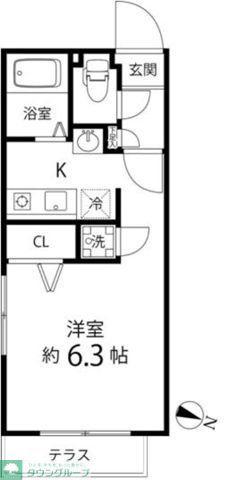 BRANCHE笹塚(ワンルーム/1階)の間取り写真