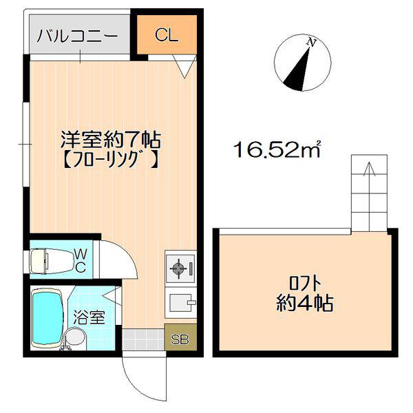 グローヴ天神南I(ワンルーム/2階)の間取り写真