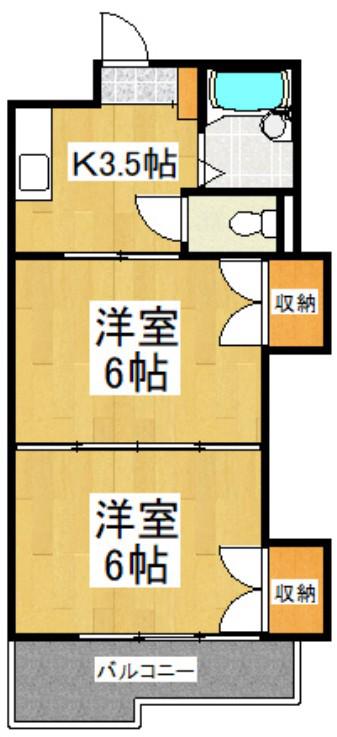 ペア―パレス(2K/2階)の間取り写真