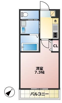 新浦安アドレス(1K/2階)の間取り写真