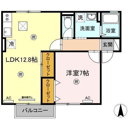 メゾン・ミ・モレ(1LDK/1階)の間取り写真