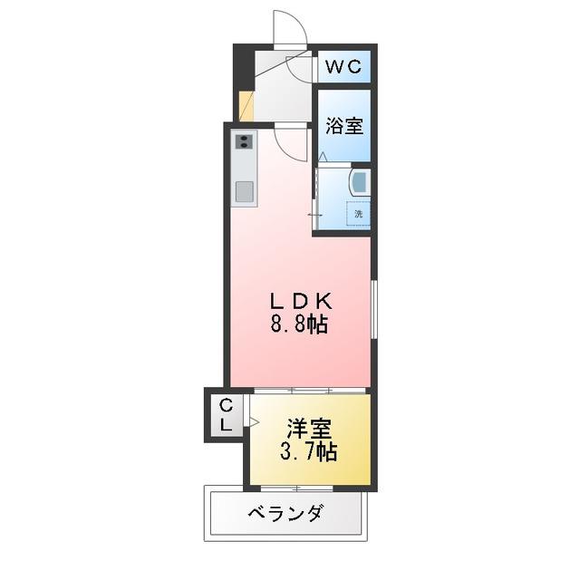 ラ・ガール・ウエストII(1LDK/2階)の間取り写真