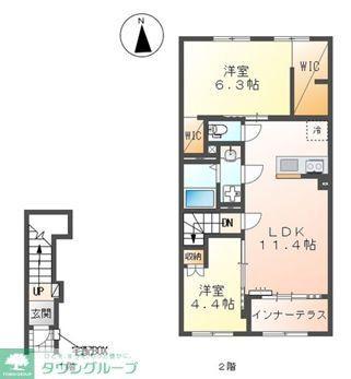 相模原市南区アパート工事(2LDK/2階)の間取り写真