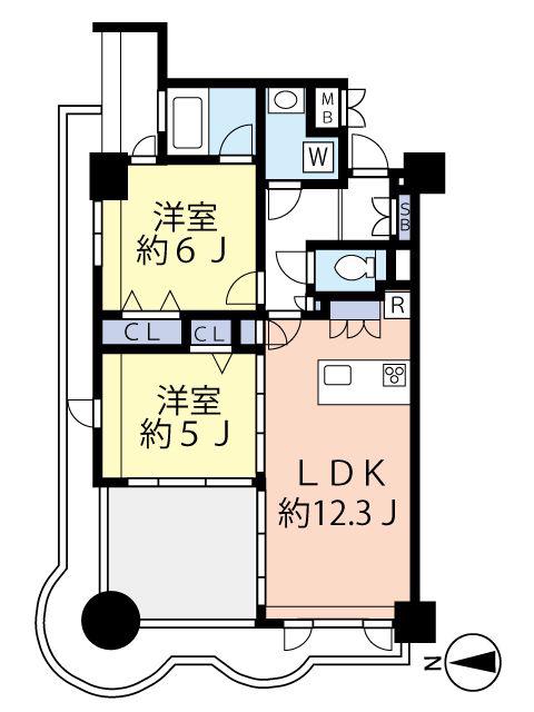 グランヴァン両国(2LDK/6階)の間取り写真