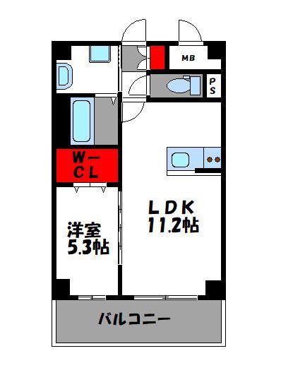 フローラル筥松(1LDK/7階)の間取り写真