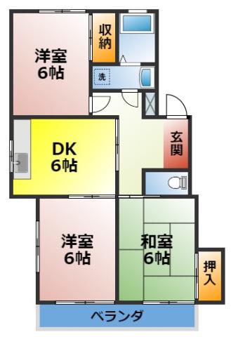 サンライト東刈谷(3DK/2階)の間取り写真