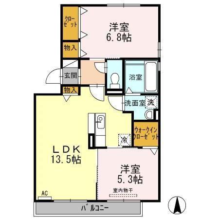 セジュール花水木(2LDK/2階)の間取り写真