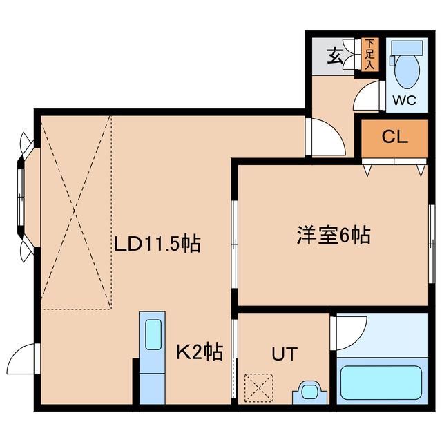 シンフォニー永山A棟(1LDK/2階)の間取り写真