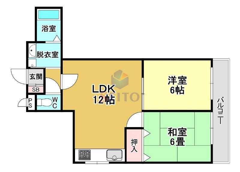 メゾンブロンシュ(2LDK/4階)の間取り写真