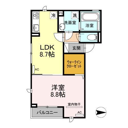 モリエールⅣ(1LDK/2階)の間取り写真