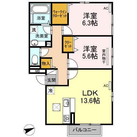 シュエット(2LDK/1階)の間取り写真