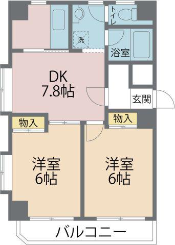 カーサ汐見(2DK/1階)の間取り写真
