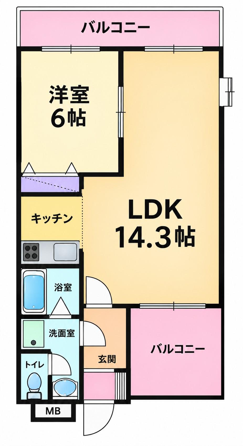 シャンハピネス(1LDK/7階)の間取り写真