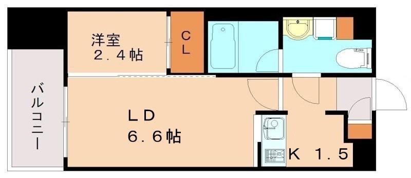 グランフォーレプライム大橋(1LDK/8階)の間取り写真