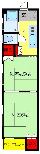 コーポ三樹(2K/3階)の間取り写真