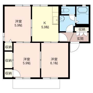 ドリームピアA(3K/1階)の間取り写真
