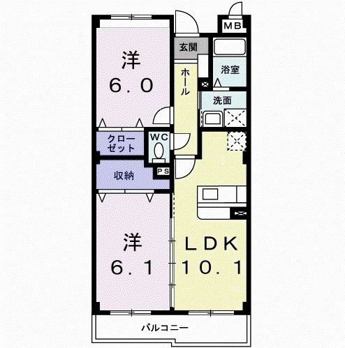 ブリリアンス(2LDK/1階)の間取り写真