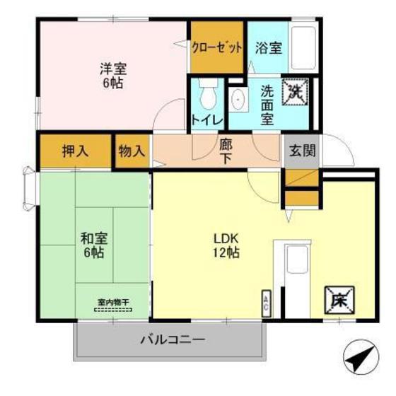 エスペランサ E棟(2LDK/1階)の間取り写真