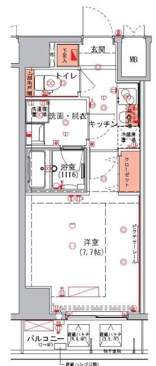 ハーモニーレジデンス東京イーストゲート(1K/4階)の間取り写真