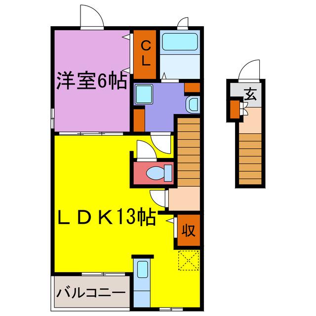 ル・レストII・III(1LDK/2階)の間取り写真