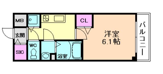 スワンズシティ塚本アクシア(1K/7階)の間取り写真