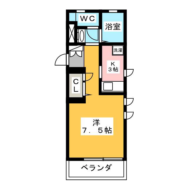 ボンヌシャンス(1K/3階)の間取り写真