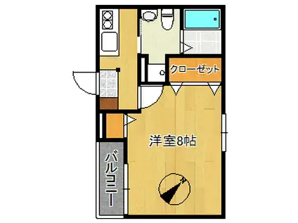 ウエストガーデン川口(1K/3階)の間取り写真