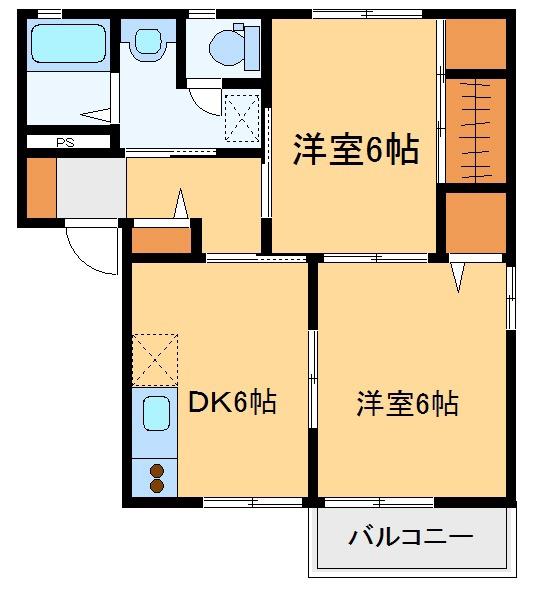 ミレニアム(2DK/2階)の間取り写真