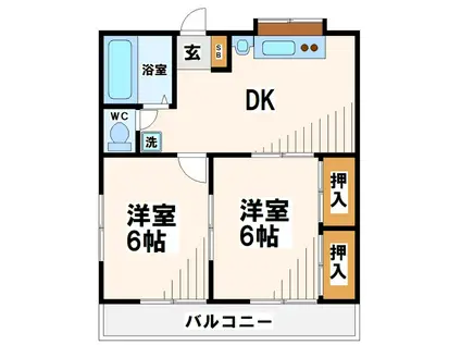 フラントペアハイツ(2DK/2階)の間取り写真