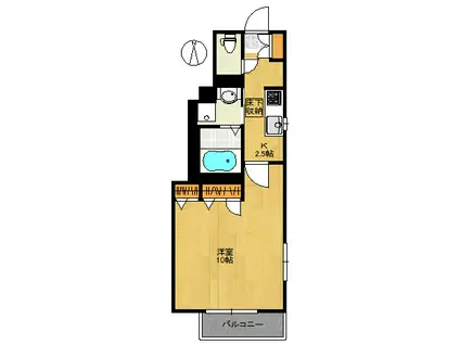 コンフィデンス南荻(1K/1階)の間取り写真